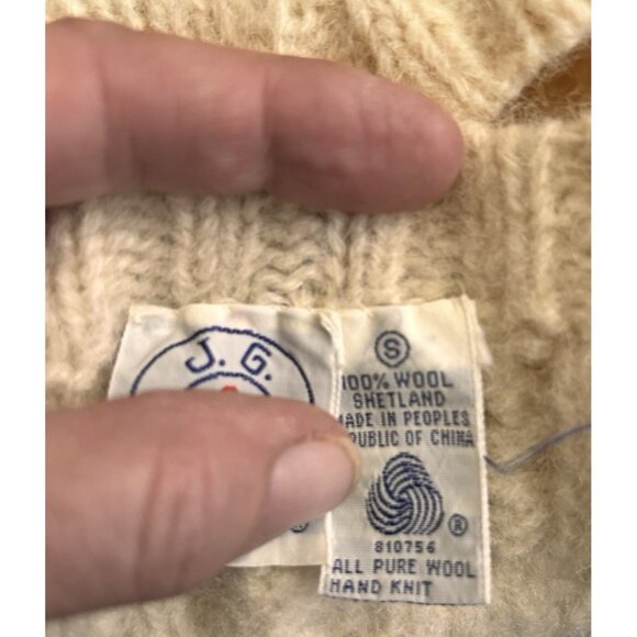 Vintage JG Hook Sweater Vest Cable Knit Cream Wool Hand Knit Shetland Fisherman - Picture 7 of 8